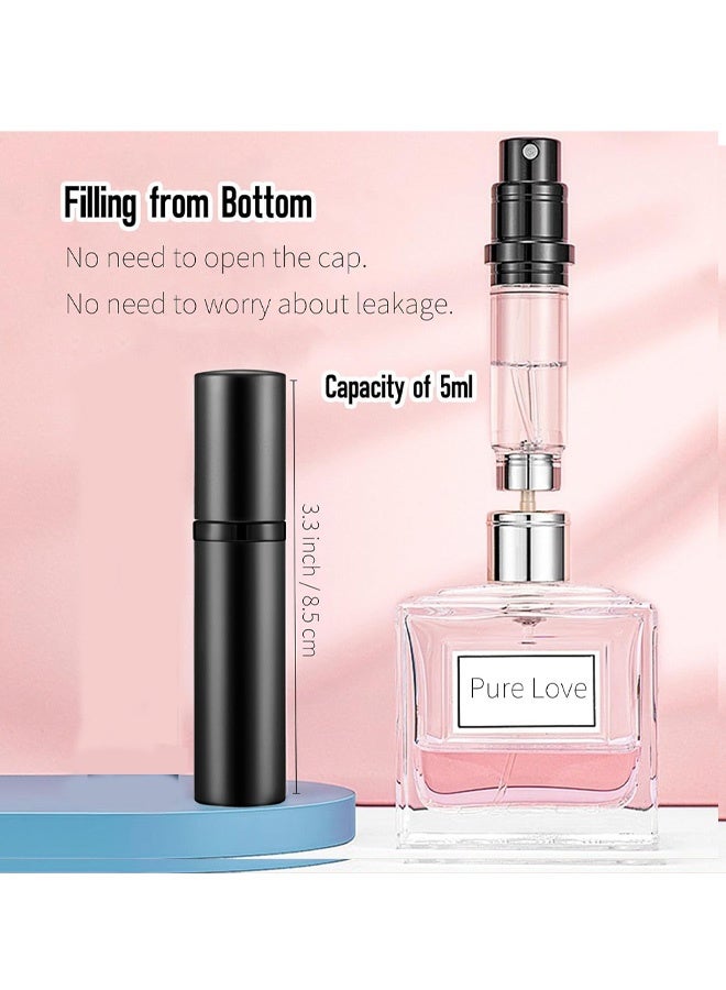 Refillable Perfume Atomiser 5ml, Mini Travel Aftershave Dispenser, Small Perfume Spray Bottle, Pocket Size Bottom Filling Perfume Dispenser for Women and Men - Image 2